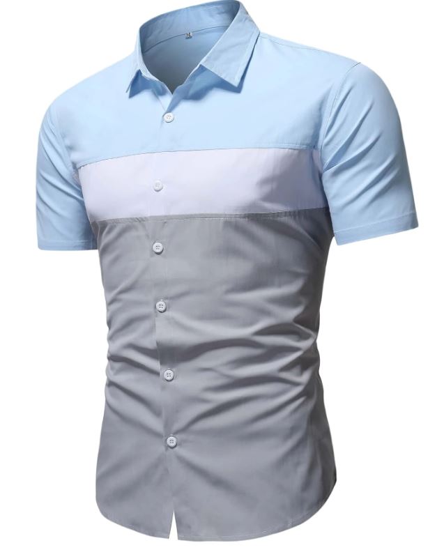 Chemise décontractée à manches courtes et à blocs de couleurs avec empiècement coupé et cousu