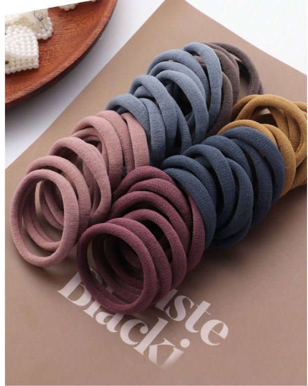 Lot de 50 élastiques à cheveux colorés style décontracté