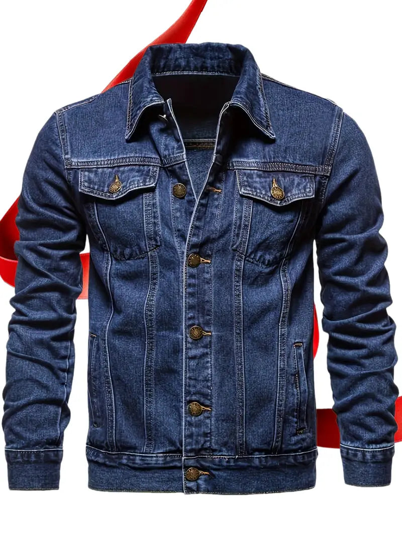 Veste Homme Classique Style Jean Bleu - Fermeture Boutonnée, Denim Non-Élastique, Coupe Décontractée avec Poches Poitrine