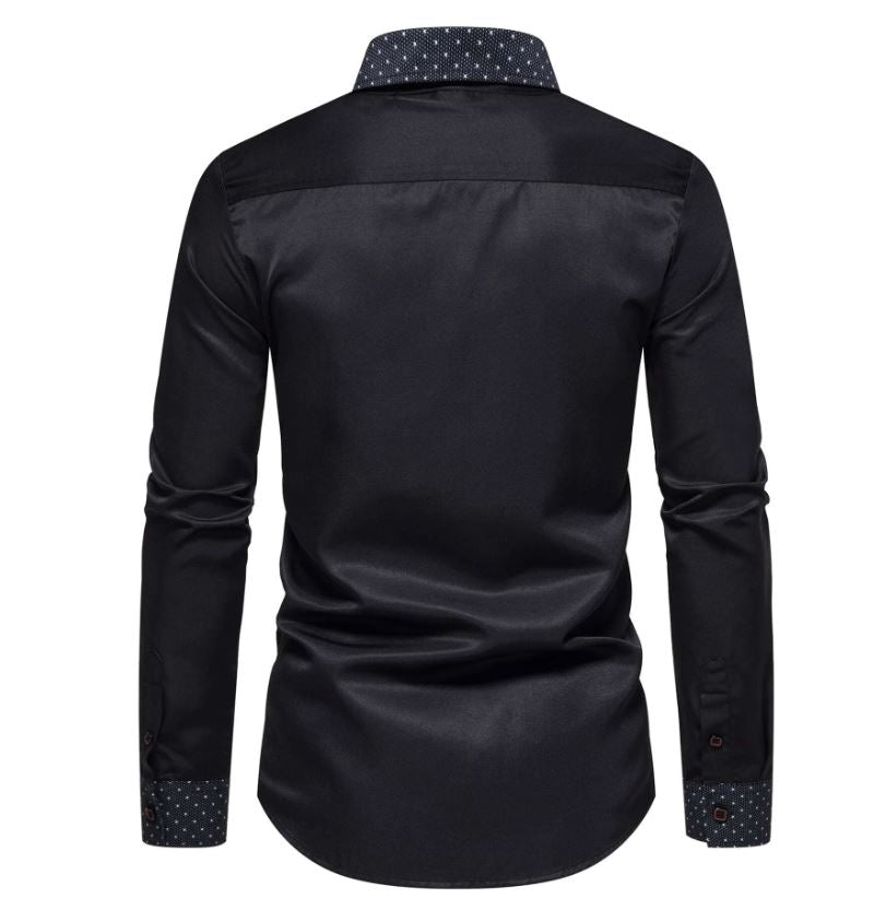 Chemise à manches longues et col boutonné avec bordure contrastée,