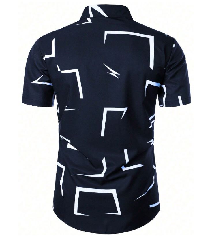 Chemise d'été à manches courtes motif géométrique 3D,