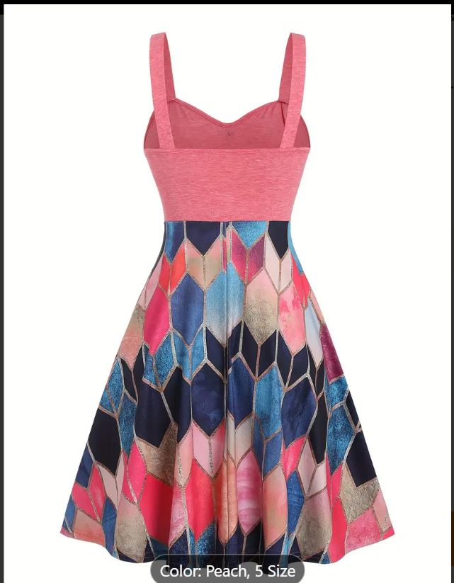 Robe camisole élégante sans manches à imprimé graphique froncé