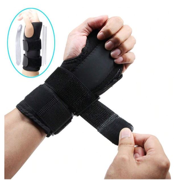 Attelle de poignet pour syndrome du canal carpien, support de nuit avec 2 sangles et attelle métallique stabilisatrice