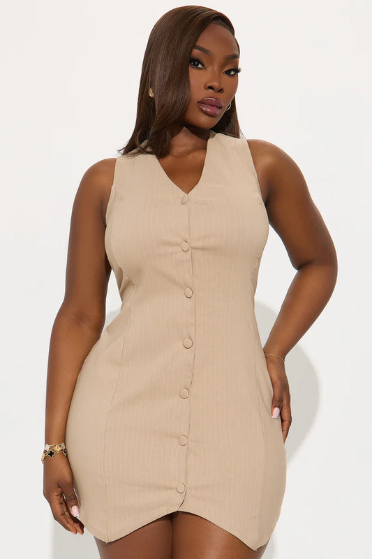 Robe mini gilet à rayures fines