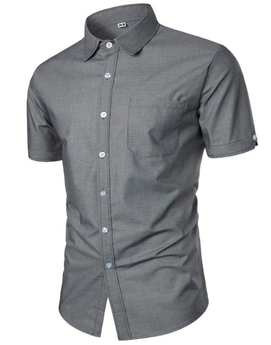 Chemise boutonnée unie pour homme