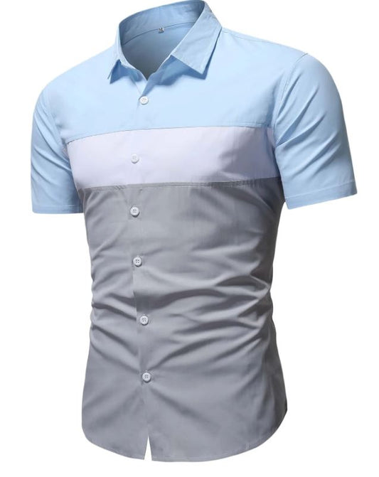 Chemise décontractée à manches courtes et à blocs de couleurs avec empiècement coupé et cousu