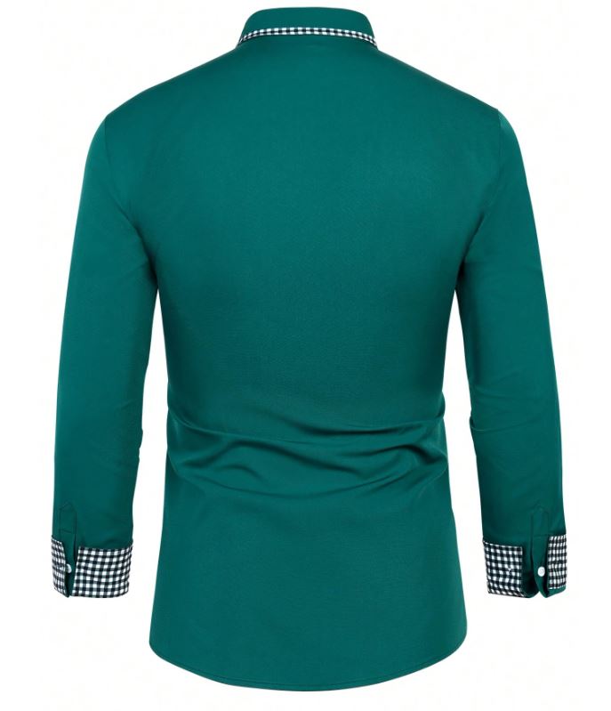 Chemise à manches longues  à carreaux contrastés