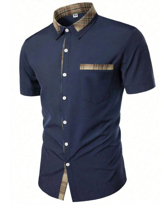 Chemise boutonnée à carreaux contrastés