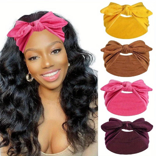 Bandeaux larges compatibles pour femmes - Bandeaux de yoga antidérapants avec élastiques, oreilles de lapin et motifs