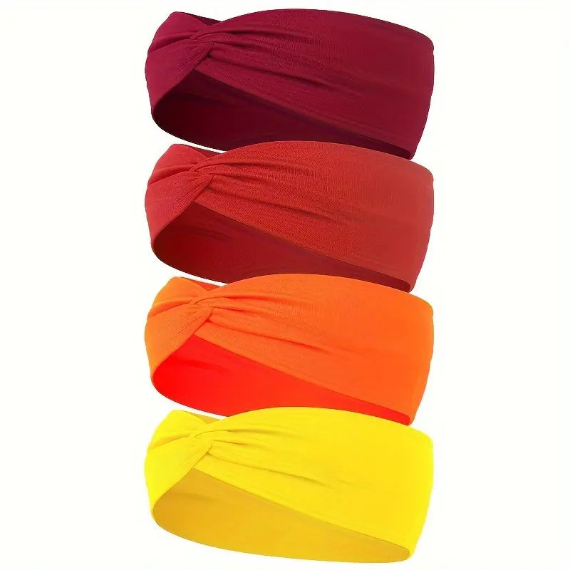 Lot de 1 ou  4 bandeaux élastiques croisés torsadés de couleur unie,