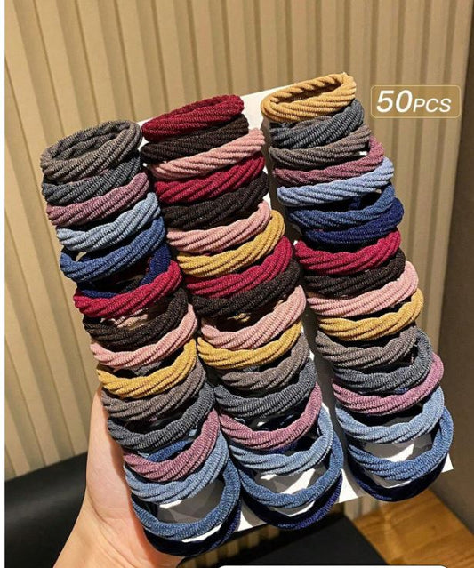 Lot de 50 élastiques à cheveux colorés style décontracté