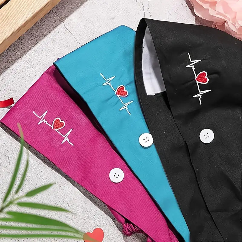 Calot chirurgical pour femme, bonnet de bloc opératoire avec queue de cheval, bonnet avec boutons et ruban