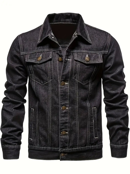 Veste Homme Classique Style Jean Bleu - Fermeture Boutonnée, Denim Non-Élastique, Coupe Décontractée avec Poches Poitrine