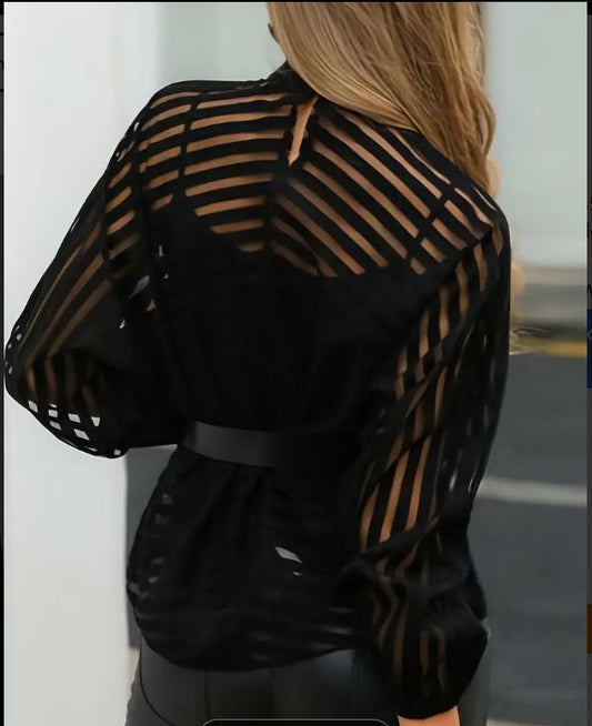 Cardigan ample en maille transparente, haut tendance et sauvage