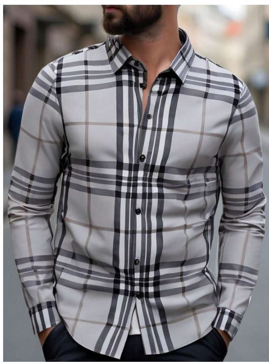 Chemise à manches longues à carreaux décontractée et colorée,