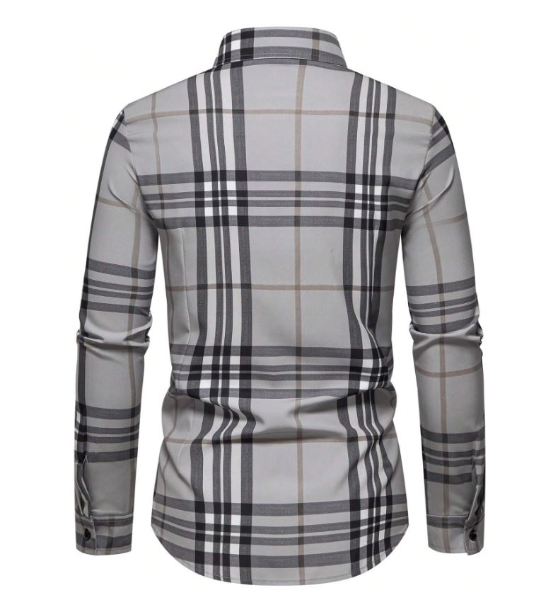 Chemise à manches longues à carreaux décontractée et colorée,