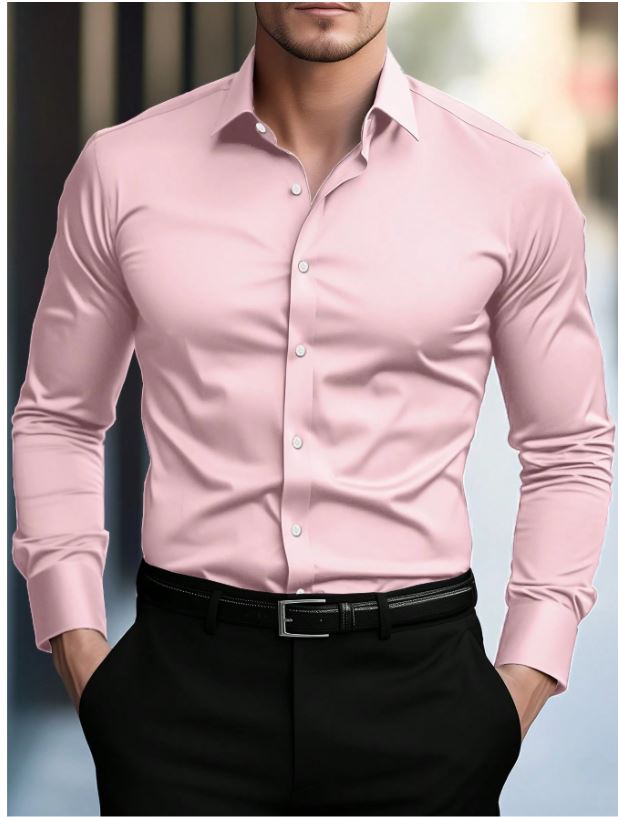 Chemise  à manches longues et boutons  couleur unie