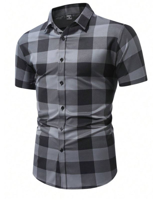 Chemise  décontracté à carreaux à manches courtes