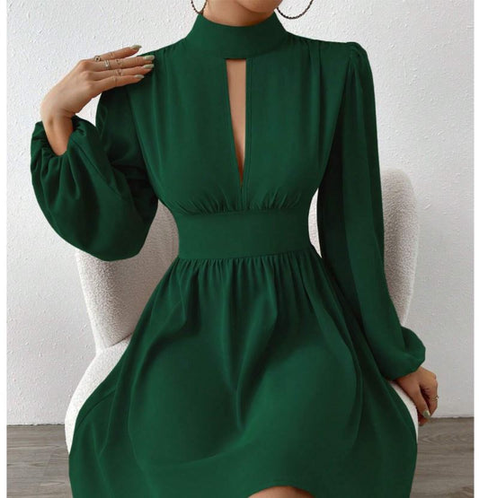 Robe mi-longue à motif cœur et nœud torsadé