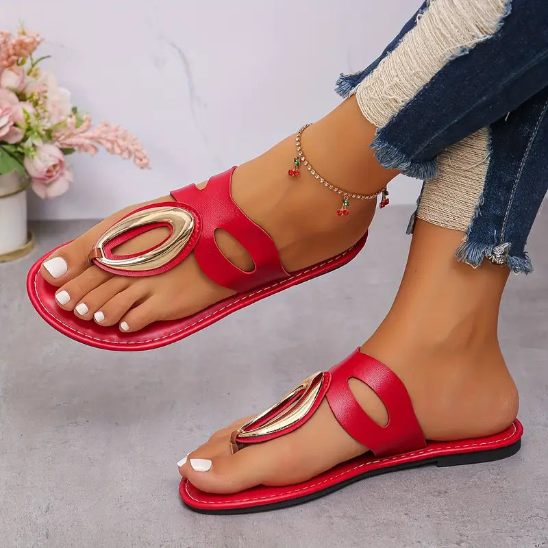 Sandales  bleues chics avec détails dorés