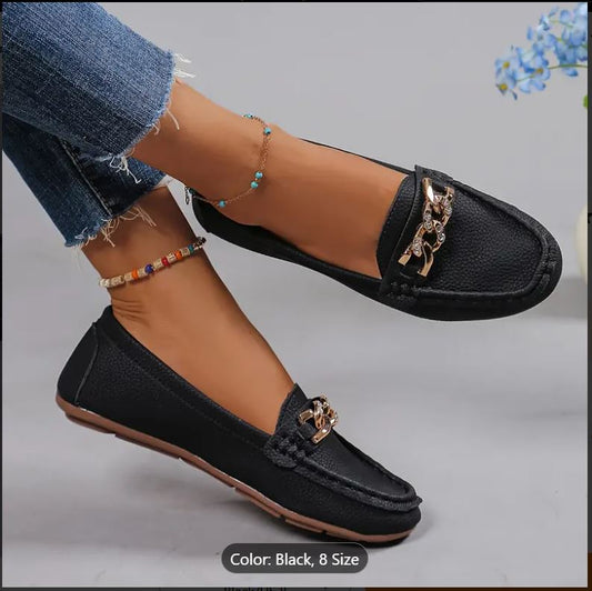 Mocassins classiques noirs pour femmes -