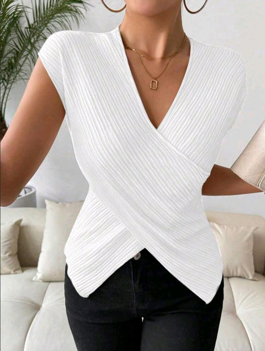 Haut sans manches à imprimé texturé de couleur unie