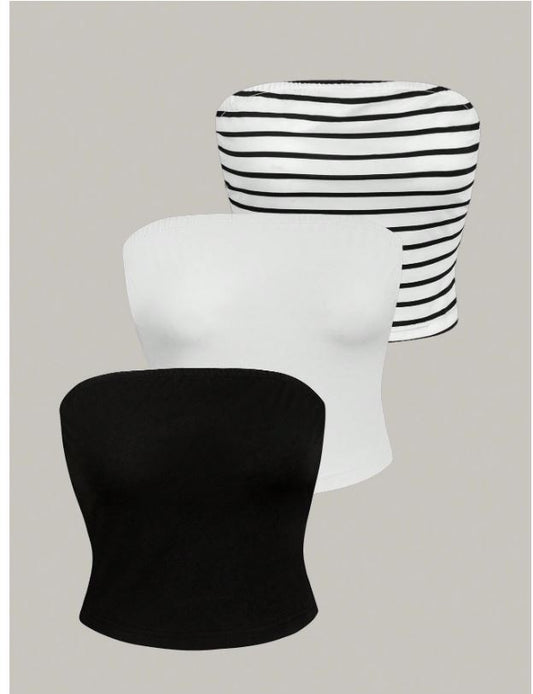 Hauts tubulaires ajustés décontractés de couleur unie