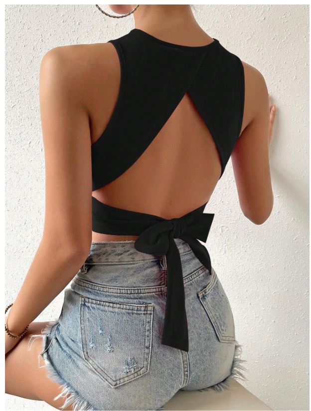 Débardeur court de couleur unie