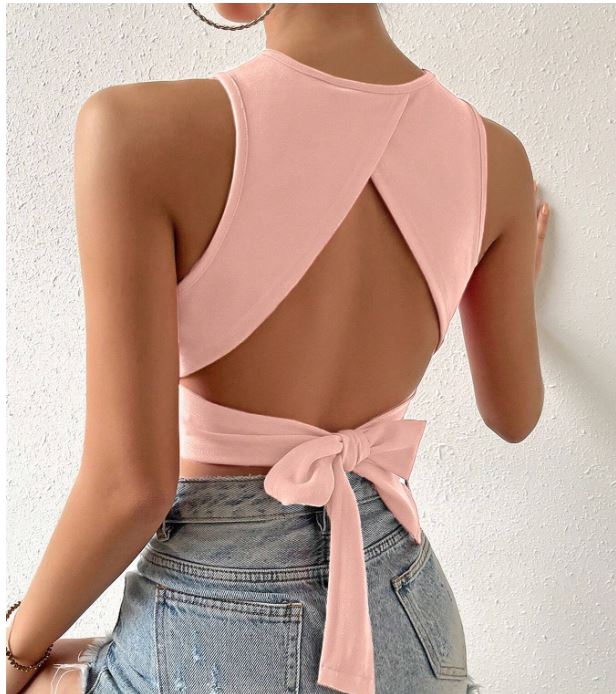 Débardeur court de couleur unie